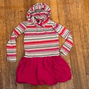 Tea Collection Stölzl   6 Striped Hooded Bubble Hem Soft Cotton Pink Dress